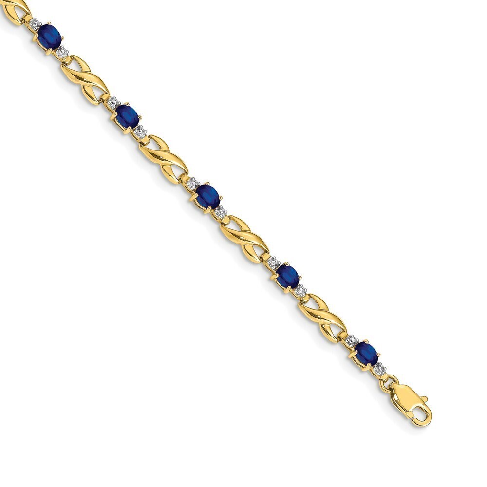 Kazi Luxury 14k Diamond and Oval Sapphire Bracelet